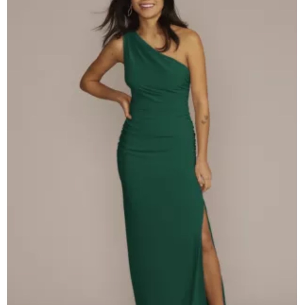 David's Bridal Juniper Asymmetrical Ruched Gown